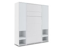 Lit mural escamotable CONCEPTION PRO 90x200 cm blanc mat (vertical) avec armoires