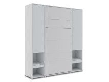 Lit mural escamotable CONCEPTION PRO 90x200 cm gris mat (vertical) avec armoires