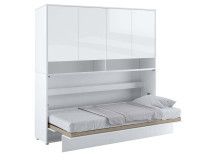 Lit mural escamotable CONCEPTION PRO 90x200 cm blanc/blanc brillant (horizontal) avec surmeuble