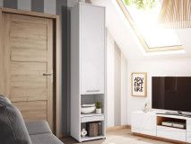 Armoire CONCEPTION 1 porte 1 tiroir blanc/blanc brillant
