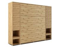 Lit mural escamotable CONCEPTION PRO 160x200 cm chêne artisan (vertical) avec armoires et matelas