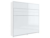 Lit mural escamotable CONCEPTION PRO 160x200 cm blanc/blanc brillant (horizontal) avec surmeuble