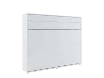 Lit mural escamotable CONCEPTION PRO 160x200 cm blanc mat (horizontal) avec matelas