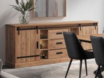 Buffet/bahut PIRELI 2 portes 3 tiroirs chêne scarlet avec led