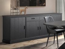 Buffet/bahut RAPHEO 4 portes 2 tiroirs noir nox