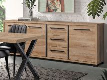 Buffet/bahut RIMINI 3 portes 3 tiroirs chêne arizona