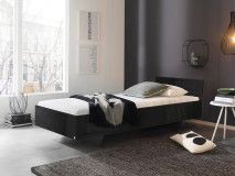 Lit IXANA 90x200 cm gris brillant avec tête de lit