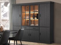 Vaisselier RAPHEO 6 portes 2 tiroirs noir nox avec led