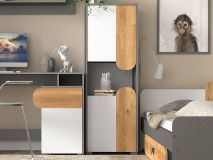 Colonne CARINO 2 portes blanc/chêne nash