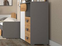 Commode CARINO 1 porte 3 tiroirs blanc/chêne nash