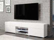 Meuble tv-hifi CARTER 2 portes 2 tiroirs blanc brillant/blanc