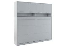 Lit mural escamotable CONCEPTION 120x200 cm gris mat (horizontal) avec surmeuble