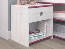 Chevet SMOOKIE 1 tiroirs pin blanc/rose