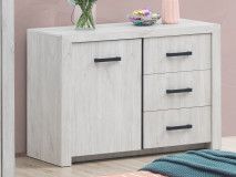 Commode ELVITALIC 1 porte 3 tiroirs chêne blanchi