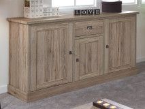 Buffet/bahut YORKO 3 portes 1 tiroir chêne cristal clair