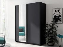 Armoire GONZOLA 2 portes coulissantes 180 cm graphite avec miroir