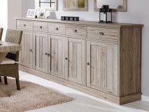 Buffet/bahut YORKO 5 portes 5 tiroirs chêne cristal clair