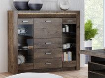 Vitrine INDY 2 portes 4 tiroirs frêne foncé