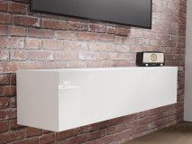 Meuble tv-hifi KINGSTON 1 porte battantes 140 cm blanc/blanc brillant