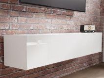 Meuble tv-hifi KINGSTON 1 porte battantes 160 cm blanc/blanc brillant