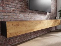 Meuble tv-hifi KINGSTON 2 portes battantes 280 cm chêne noir/chêne doré