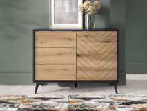 Commode ADAMAS 1 porte  tiroirs noir/chêne evoke