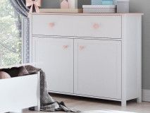 Commode LUCIA 2 portes 1 tiroir blanc/rose