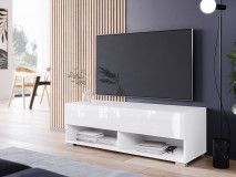 Meuble tv-hifi ACAPULCO 1 porte battante 100 cm blanc/blanc brillant