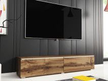 Meuble tv-hifi DUBAI 2 portes battantes 140 cm chêne wotan avec led