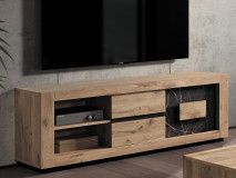 Meuble tv-hifi SACHOURI 2 portes chêne canyon/marbre