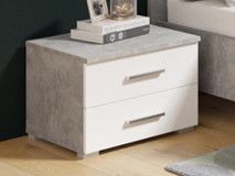 Chevet SAMMOU 2 tiroirs béton/blanc
