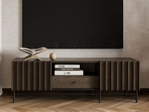 Meuble tv-hifi PELOSA 2 portes 1 tiroir frêne portland/noir