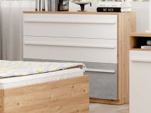 Commode PLANITY 3 tiroirs chêne nash/blanc/béton