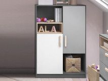 Commode PIKA 2 portes blanc/gris clair