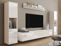 Mur tv-hifi PARLO 6 portes blanc/blanc brillant
