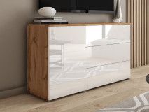 Buffet/bahut DUBAI 1 porte 3 tiroirs chêne wotan/blanc brillant