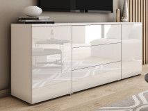 Buffet/bahut DUBAI 2 portes 3 tiroirs blanc/blanc brillant