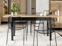 Table repas extensible QUANTINO 140>186 cm chêne artisan/noir