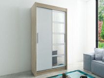 Armoire ROMANE 2 portes coulissantes 120 cm sonoma/blanc