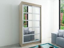 Armoire ROMELU 2 portes coulissantes 120 cm sonoma/blanc