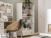 Bibliothèque SHELLY 1 tiroir blanc/chêne nash