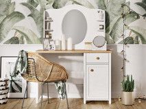 Coiffeuse SHELLY 1 porte 1 tiroir blanc/chêne nash