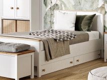 Lit SHELLY 90x200 cm blanc/chêne nash avec tiroirs