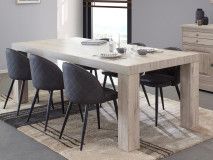 Table repas KENNY 164 cm chêne millenium clair pieds L