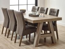 Table repas YORKO 226 cm chêne cristal clair pieds A