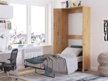 Lit escamotable TEMA 90x200 cm chêne artisan