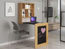 Bureau escamotable TITOU chêne artisan/noir