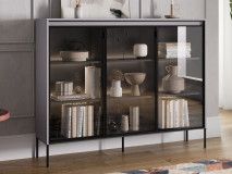 Vitrine TRAINING 3 portes gris avec led