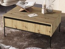 Table basse TRAINING 1 porte chêne artisan