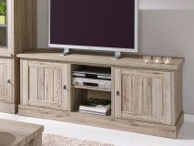 Meuble tv-hifi YORKO 2 portes 2 niches chêne cristal clair